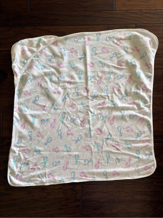 Carter's Other - Vintage Carters-style Baby Hooded towel with Pastel Rattle Print